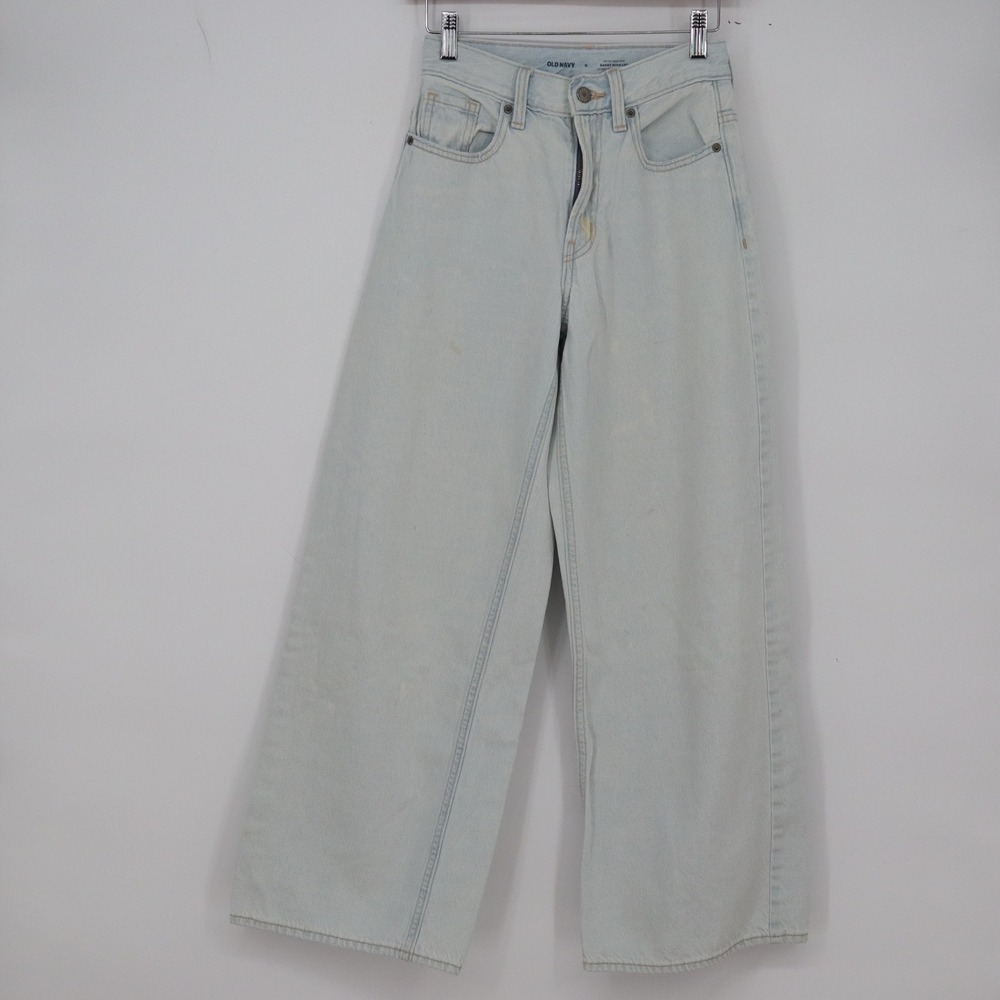 Old Navy Jeans Womens 0 Baggy Wide Leg Light Wash Extra High Rise Good